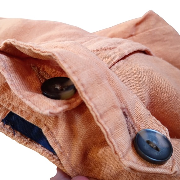 Rachel Rachel Roy Pants Womens Medium Orange 100% Linen Cargo Elastic  Waist - Picture 8 of 10